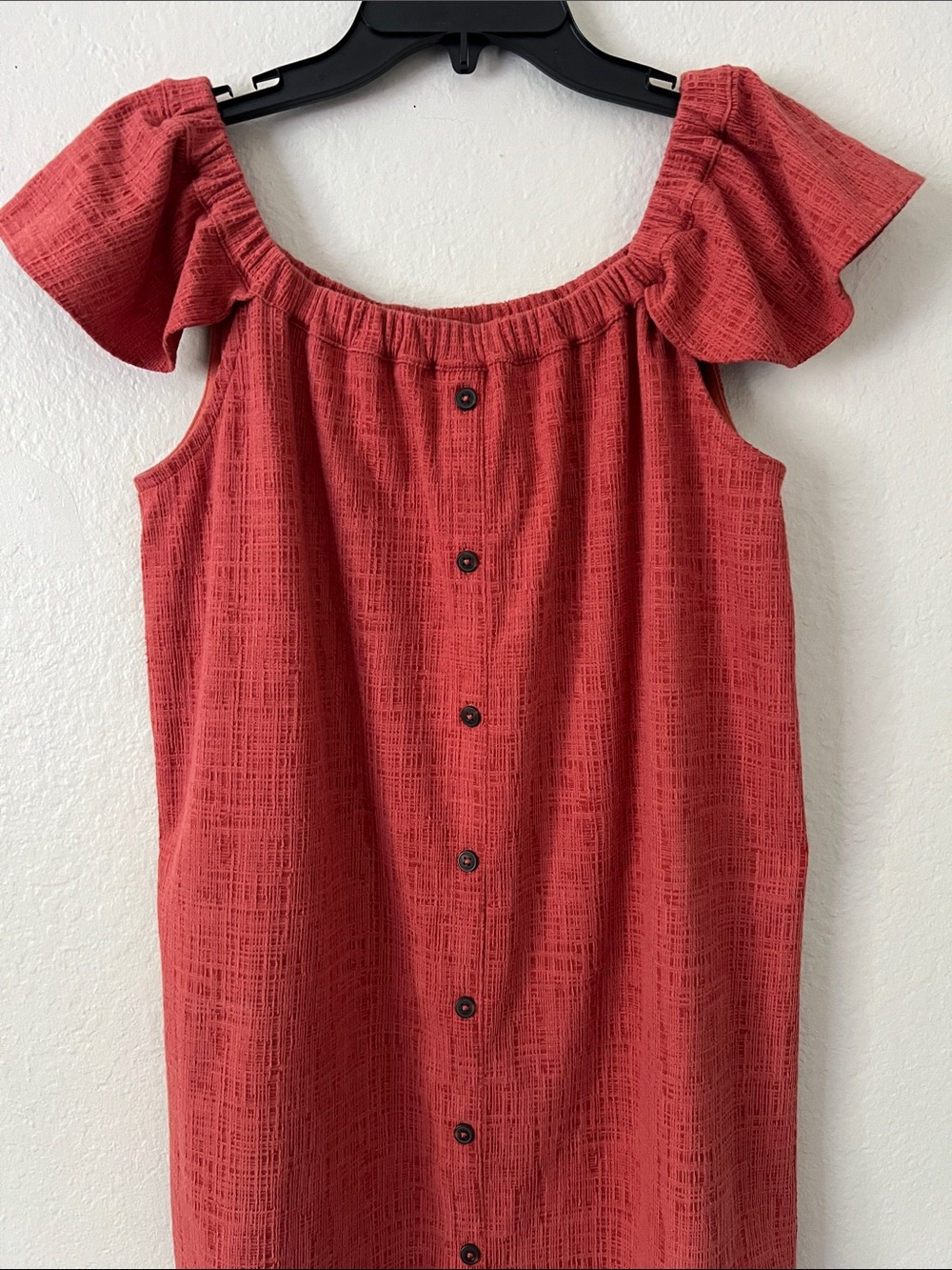 Like New! MADEWELL Texture & Thread Off-the-Shoulder Dress Spiced Rose M - Picture 5 of 15